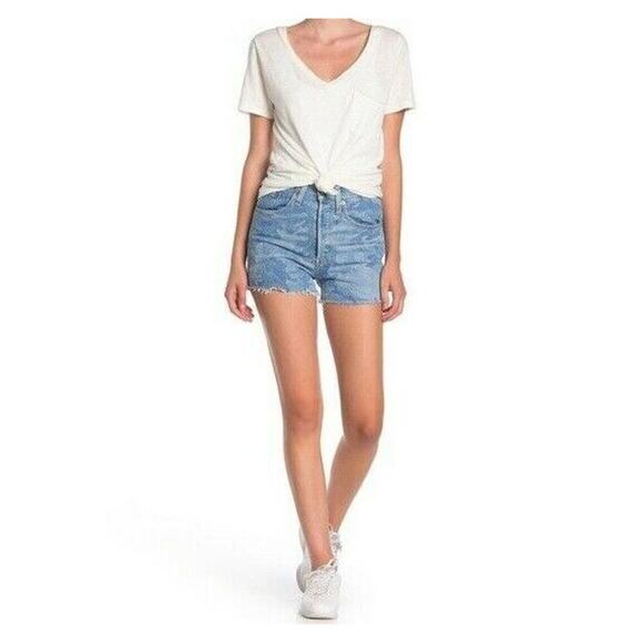 Levis 501 Red Tab Womens 14 High Rise Button Fly Camouflage Summer Sexy Denim - Picture 5 of 7